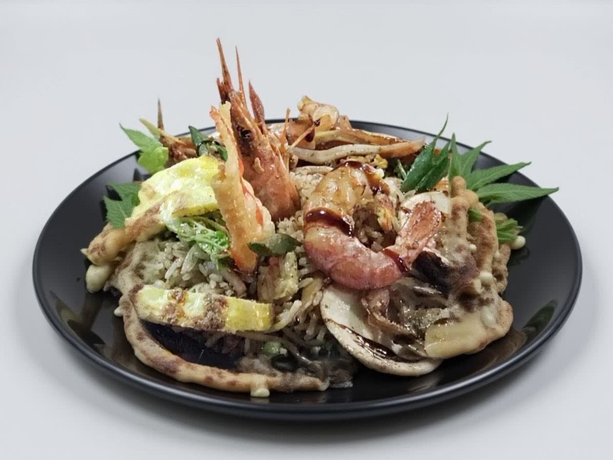 Plato de mariscos con langostino